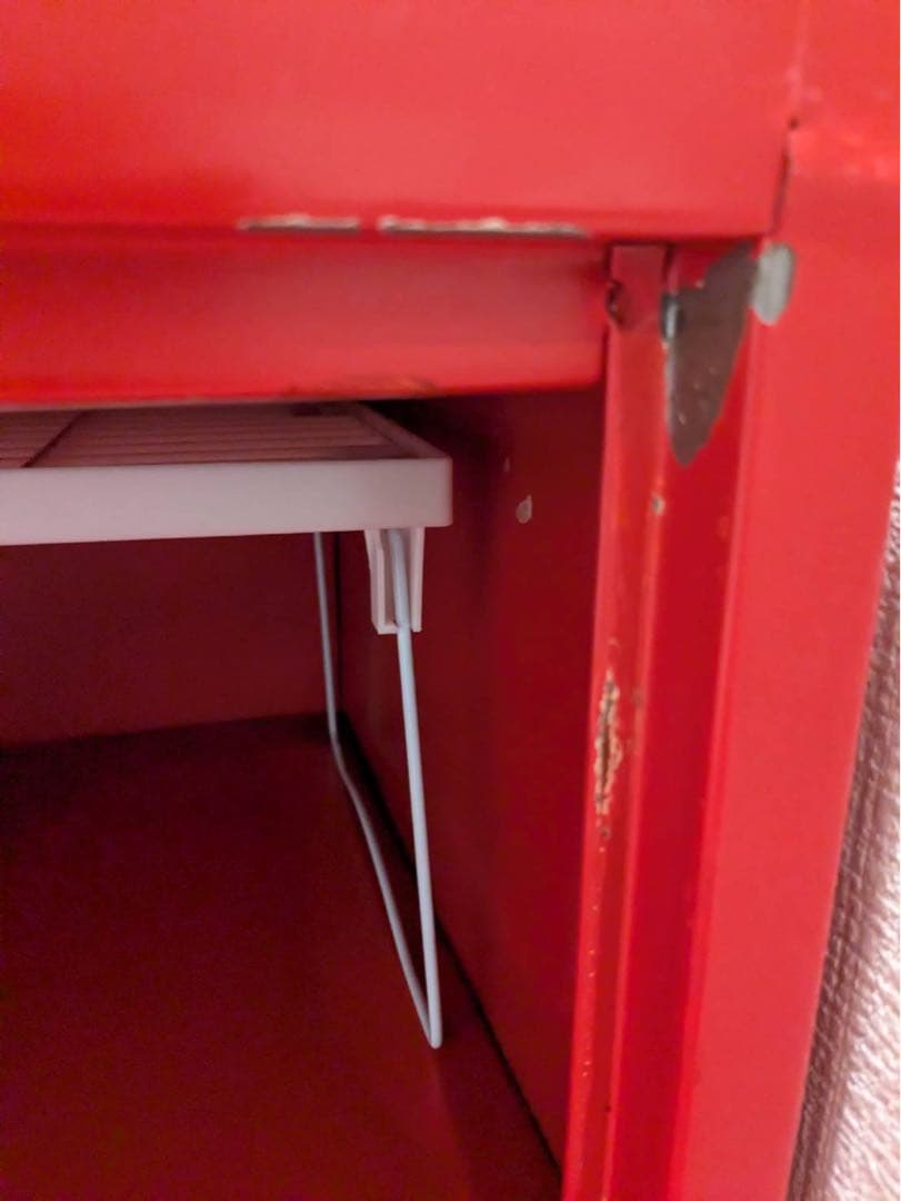 ビンテージ風スチールキャビネット　5段　赤