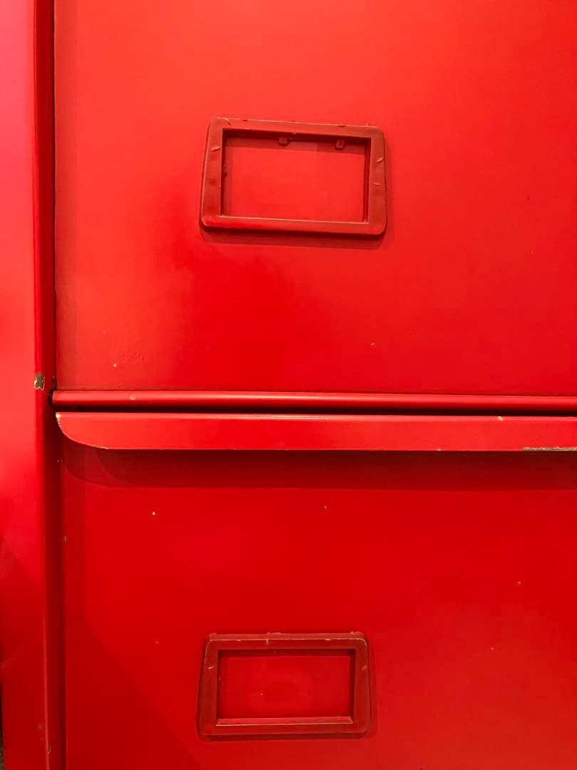 ビンテージ風スチールキャビネット　5段　赤