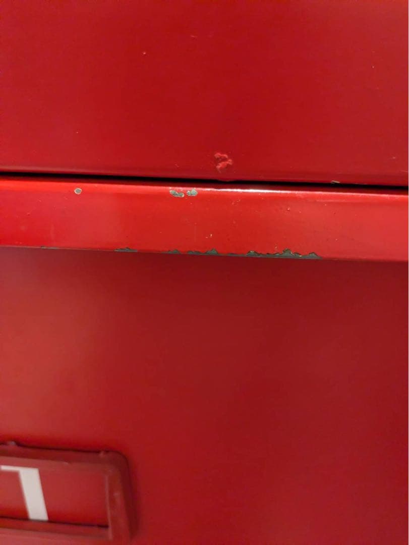 ビンテージ風スチールキャビネット　5段　赤