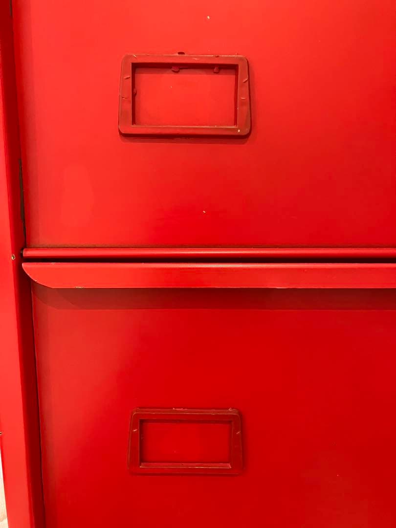 ビンテージ風スチールキャビネット　5段　赤
