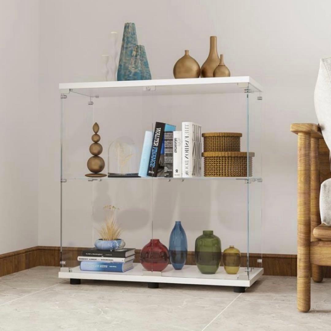 【新品】コレクションケース ガラス フィギュアケース 4段 ワイド 棚 ホワイト