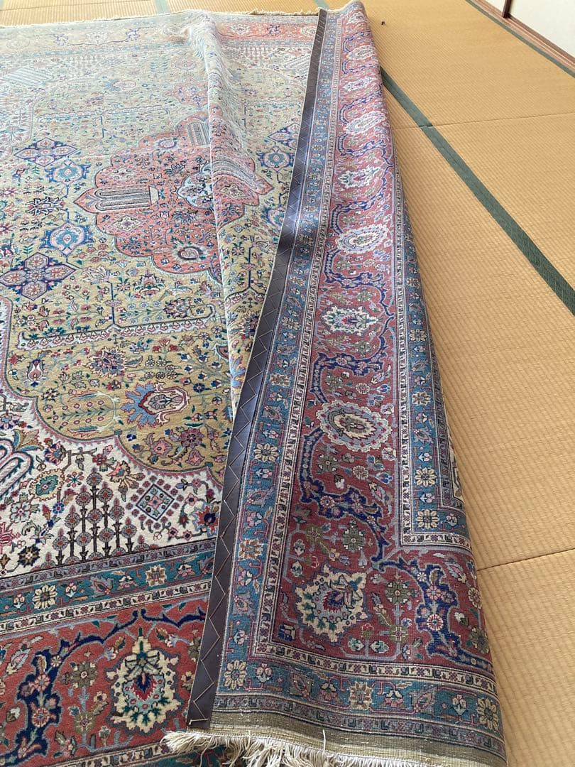 ホットケーキパーラー希少ペルシャ絨毯タブーリズ産3.56m x 2.7m