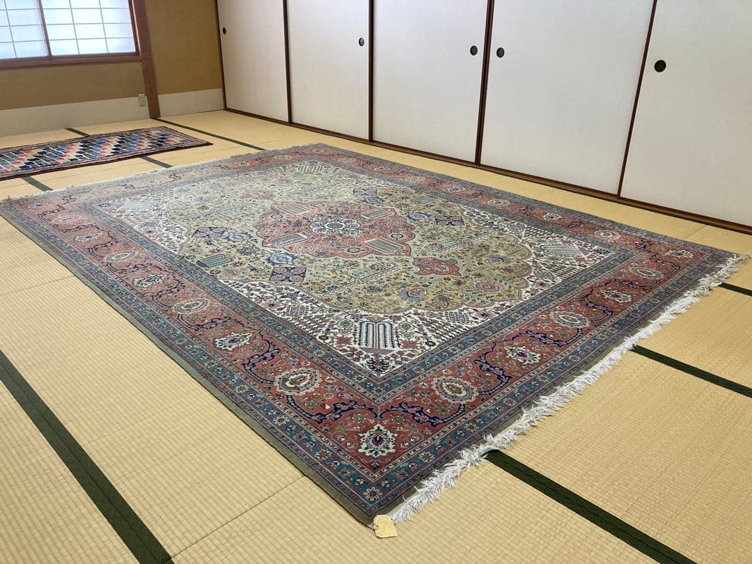 ホットケーキパーラー希少ペルシャ絨毯タブーリズ産3.56m x 2.7m