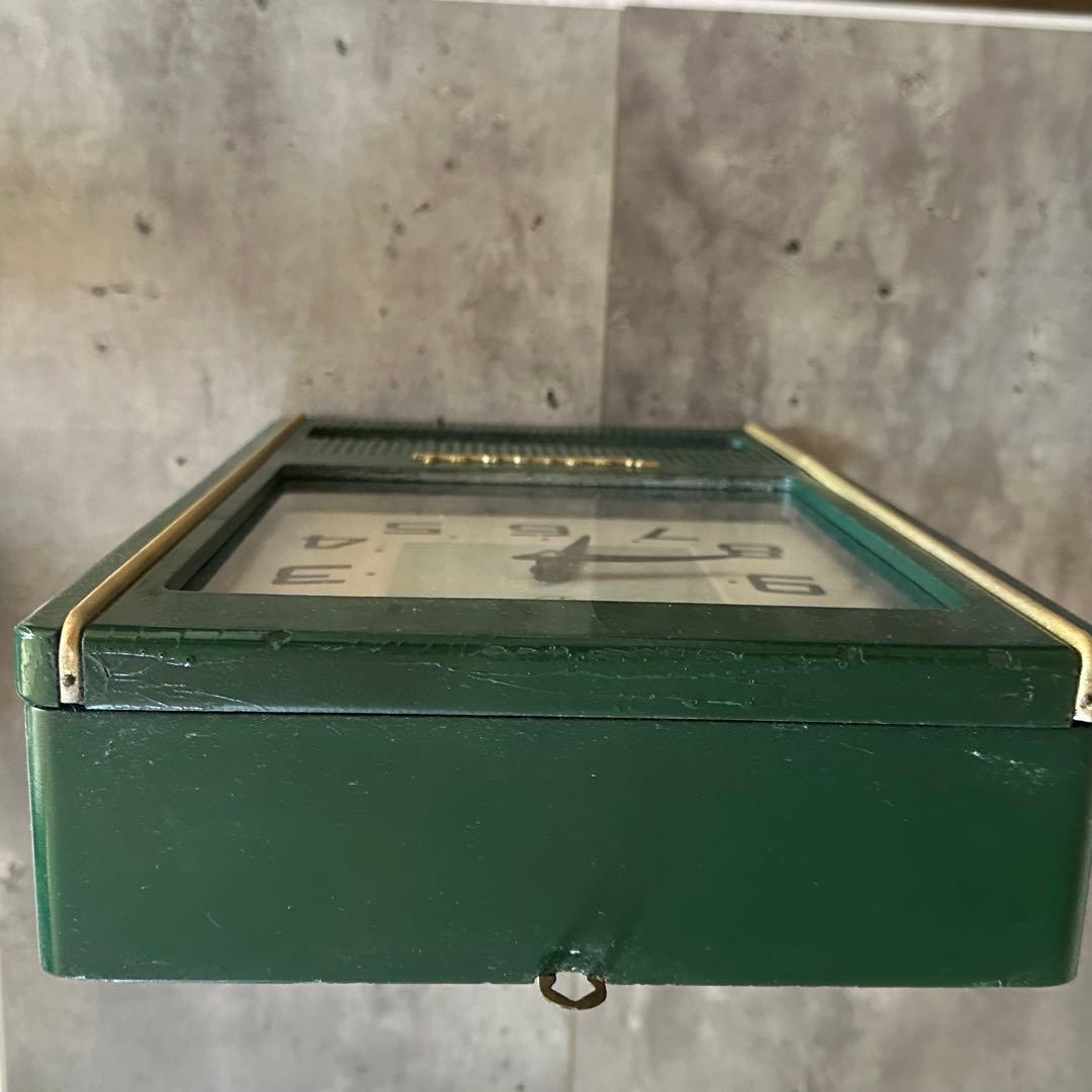 り*ー様 昭和レトロ ナショナル バッテリークロック 振り子時計 グリーン