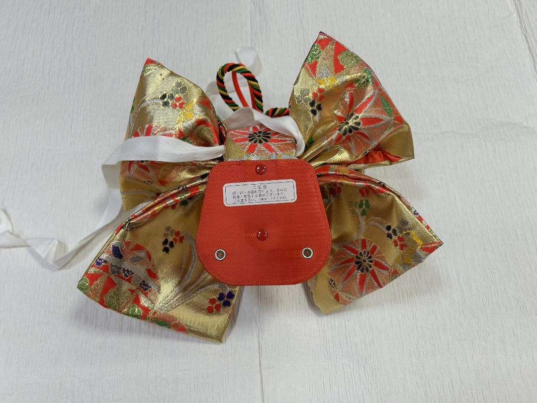 七五三セット　祝帯ペアセット　赤・黒　鞠　中サイズ　草履17cm　箱入り　②