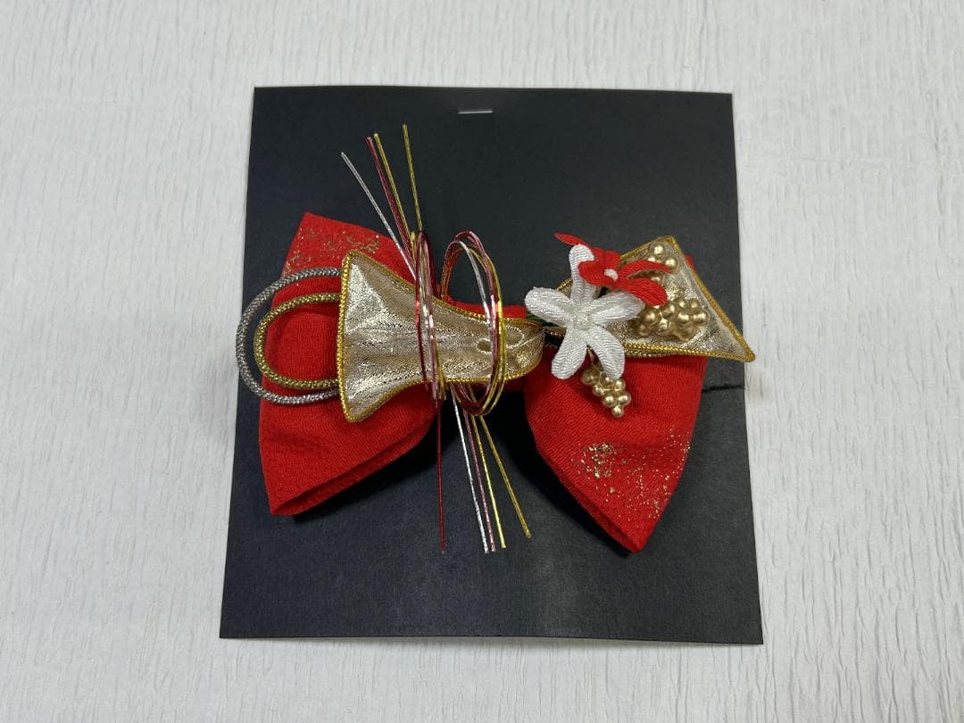 七五三セット　祝帯ペアセット　赤・黒　鞠　中サイズ　草履17cm　箱入り　②