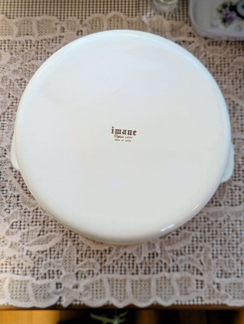 旧イマン imane ダイアナローズ ホーロー 両手パスタ鍋 ステンレスザル付き