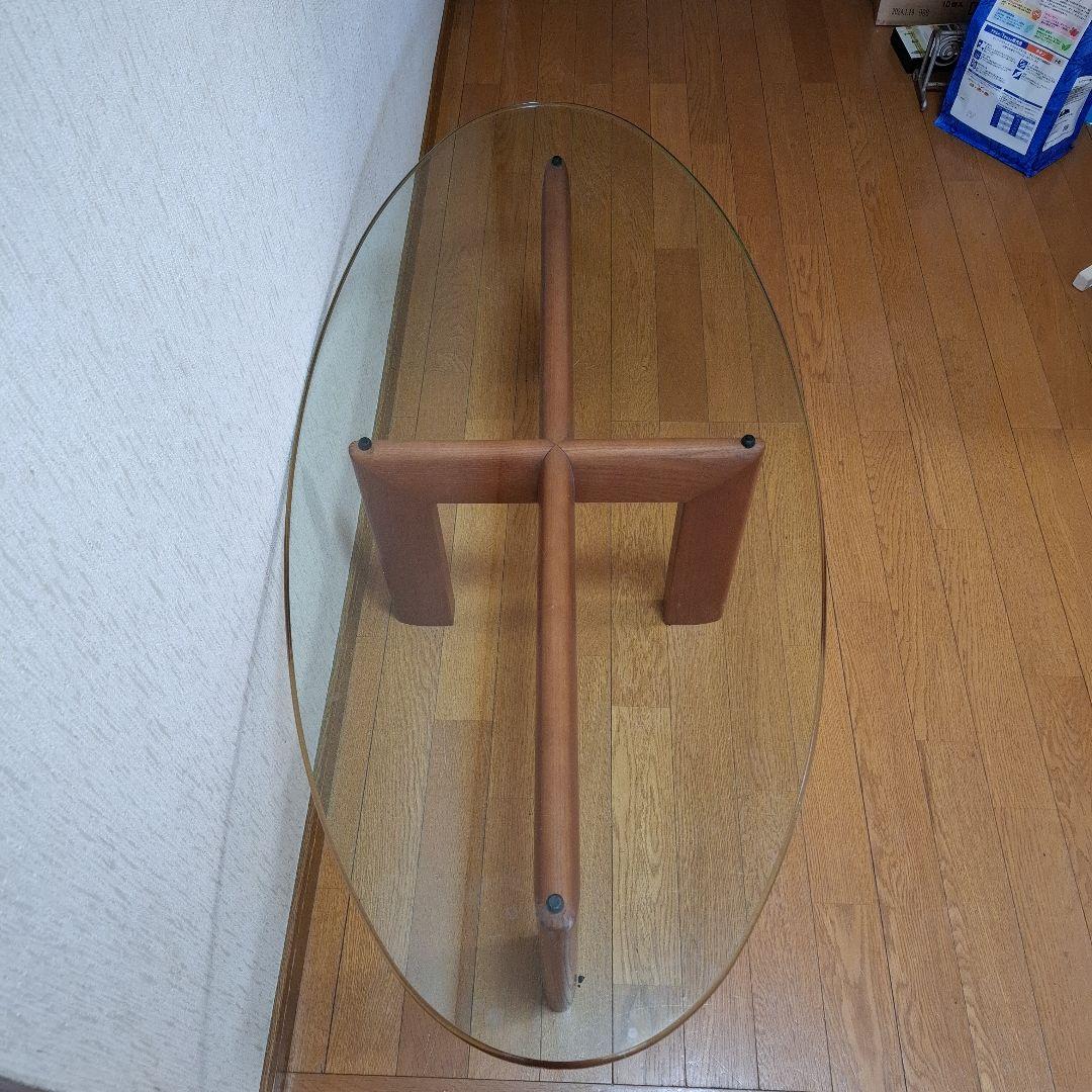 楕円形ガラスセンターテーブル　ガラス部のみ①