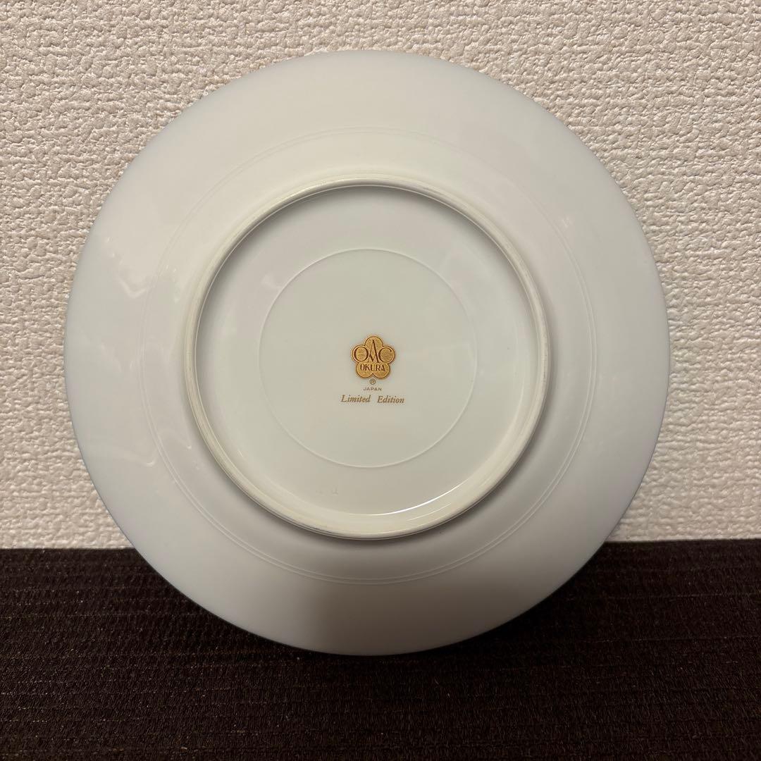 大倉陶園　ロイヤルブルー　瑠璃金彩金蝕稲穂　デザートプレート　16.8cm