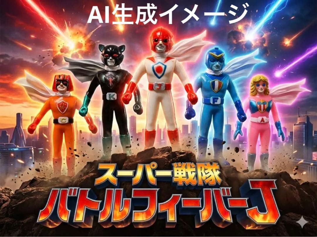 当時物】バトルフィーバーJ ポピー ソフビ 5体セット 昭和レトロ 特撮