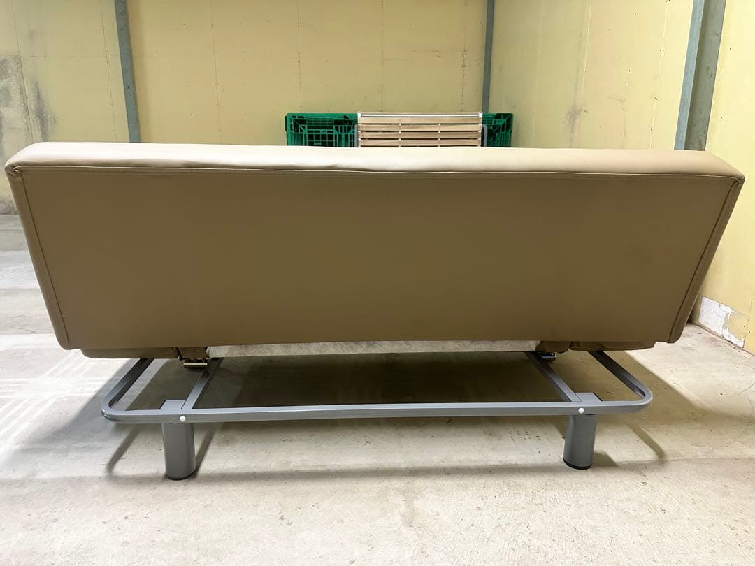 ベージュ 合成皮革 ソファベッド