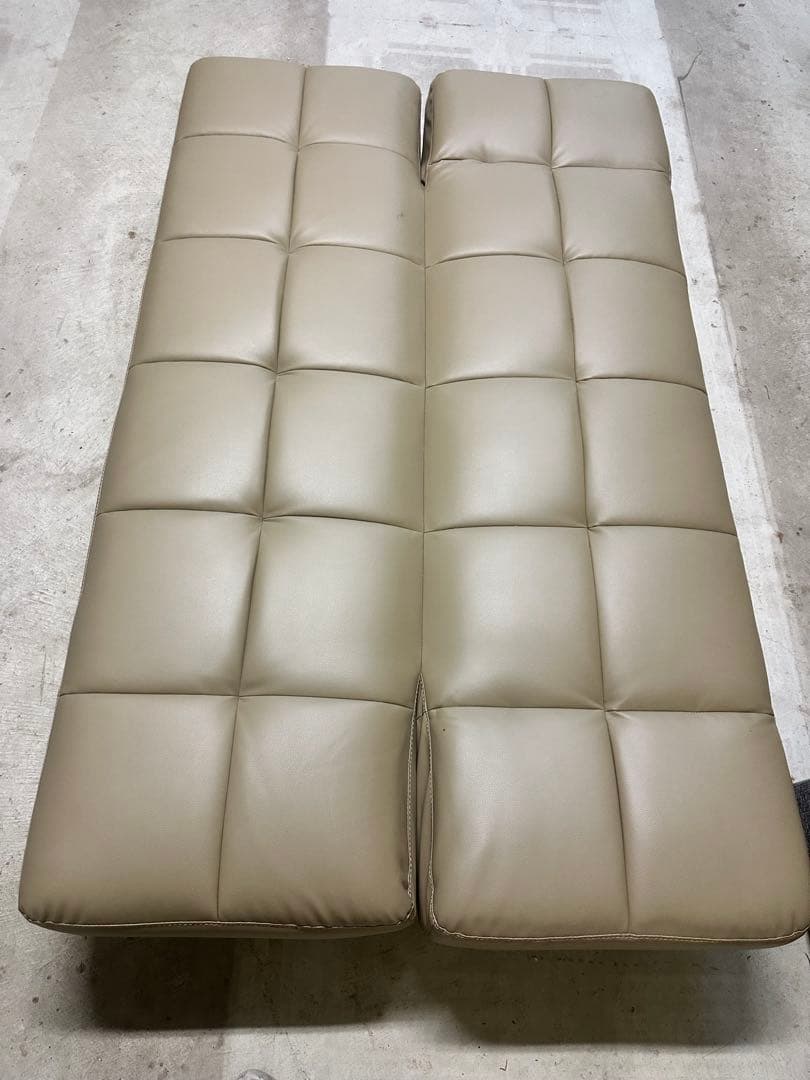 ベージュ 合成皮革 ソファベッド