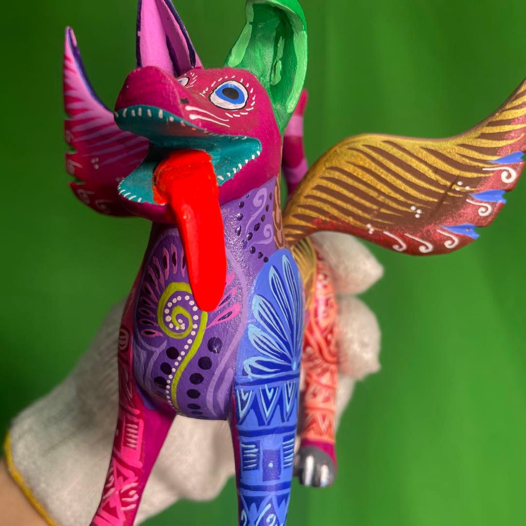 メキシコ雑貨 メキシコ民芸品 オアハカの木彫り アレブリヘス 高さ15cm