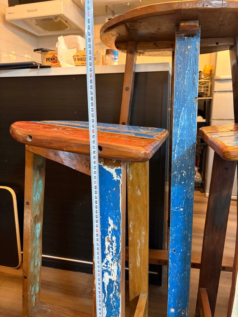 ヴィンテージ風 アジアン家具⭐︎アンティークハイテーブル&チェアセット