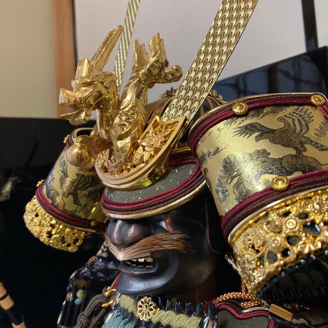 【美品・箱有り・飾り方付】五月人形 兜飾り 端午の節句 弓 刀 『金彩』皇宸作
