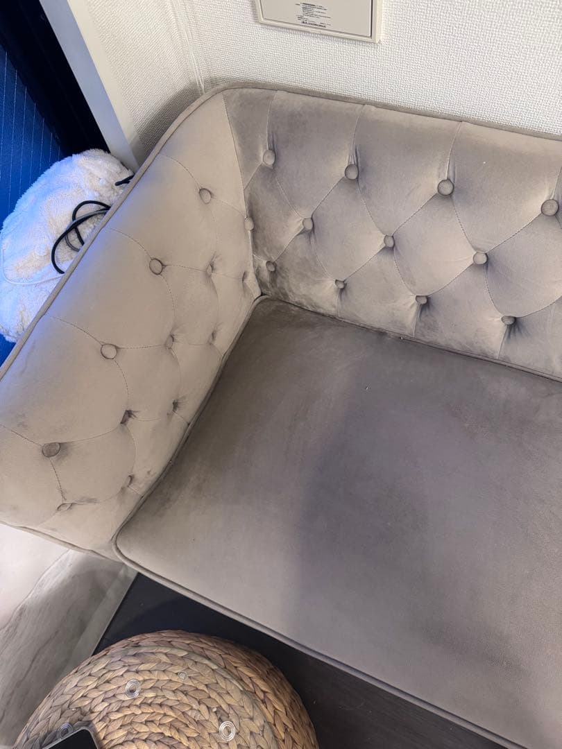 グレー ベルベット ソファ　ロウヤ　lowya 美奈子