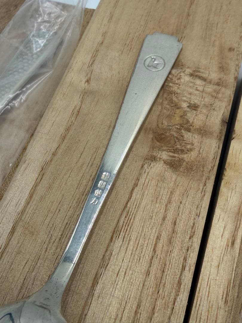 徳力銀製　スプーン　5本セット 木製ケース付き