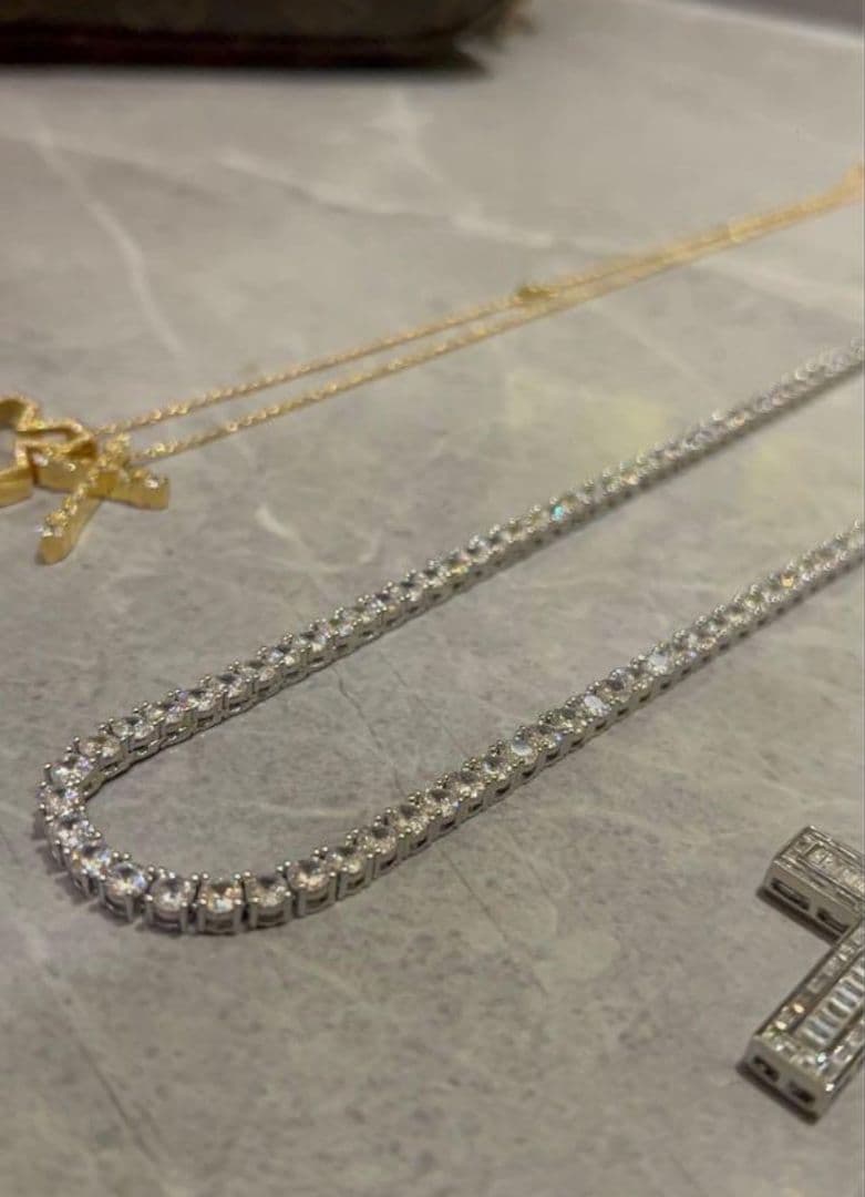 セット商品　クロス&テニスネックレス　CZ 十字架チェーン　新年セール　特価品