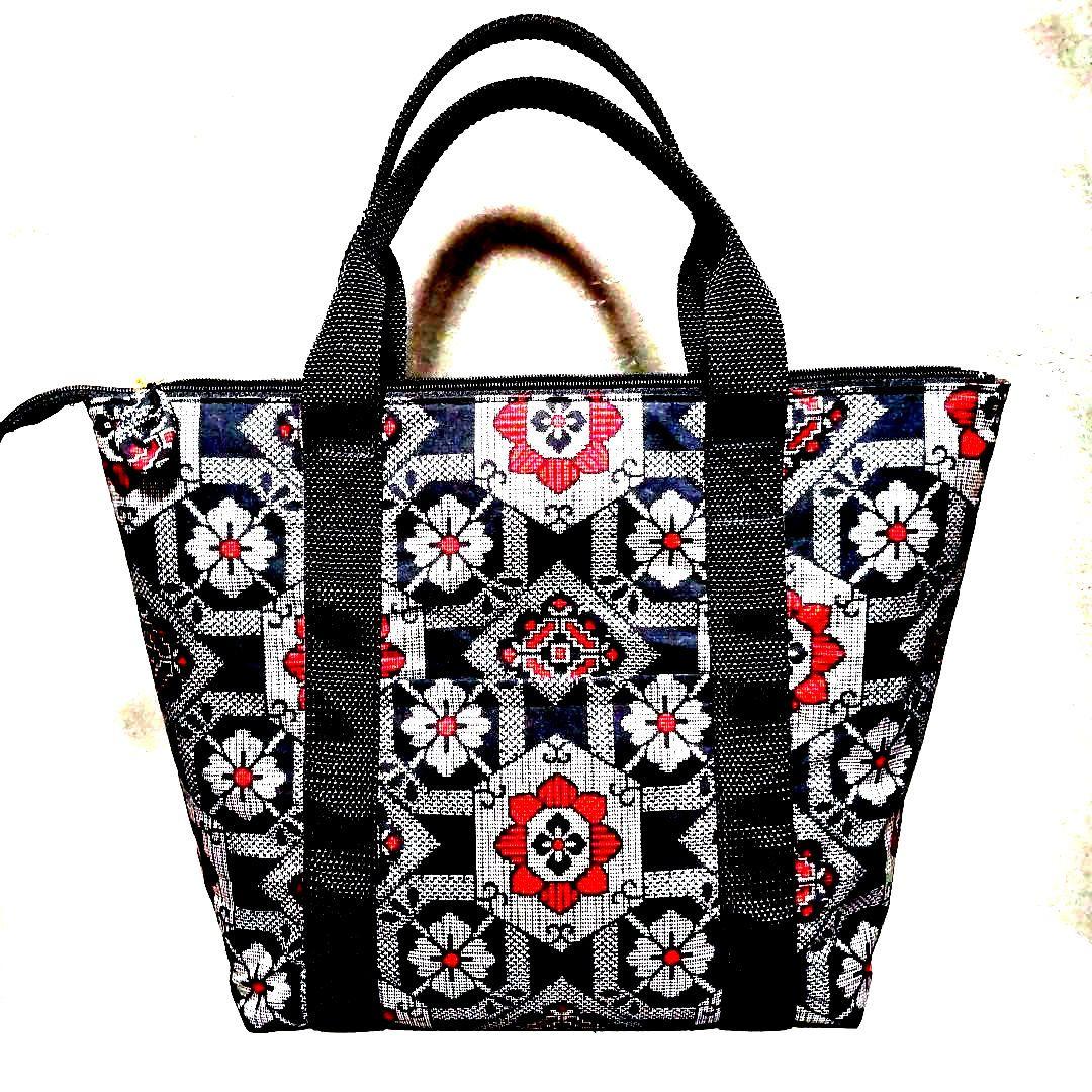 大島紬ハンドバック (ファスナー)