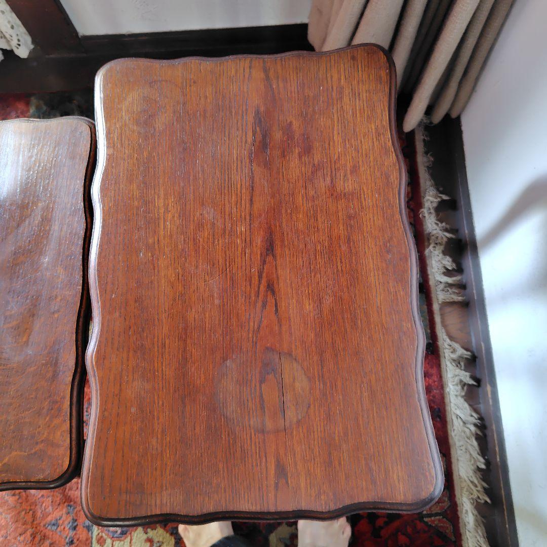 アンティーク　イギリス　猫足ネストテーブル　サイドテーブル