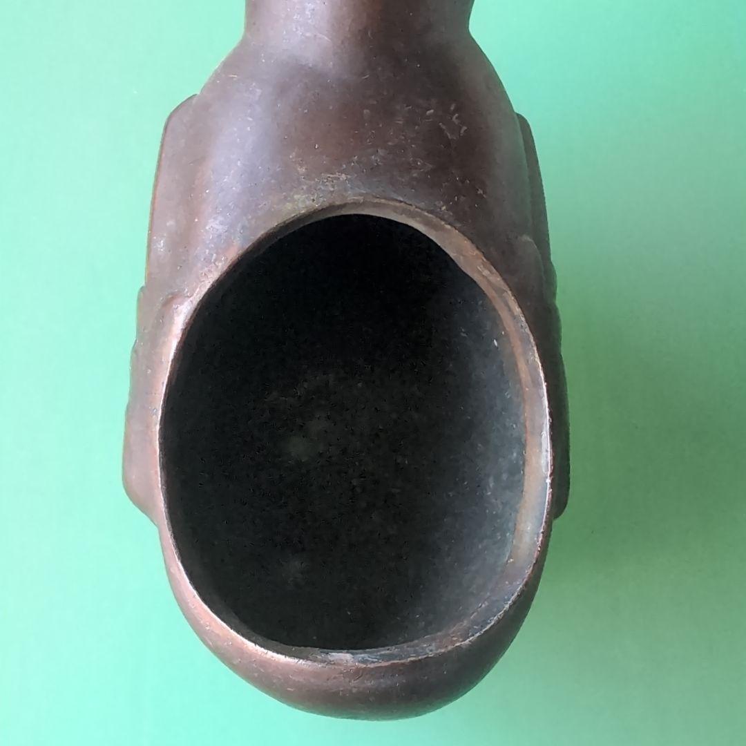 鳥型銅製香合　刻印有り