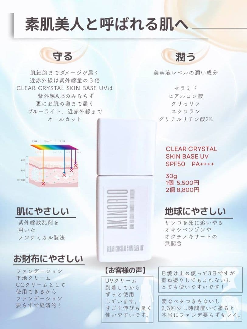 アキノリオ【2本セット】クリアクリスタルスキンベースUV☆┏★2月SP企画☆彡