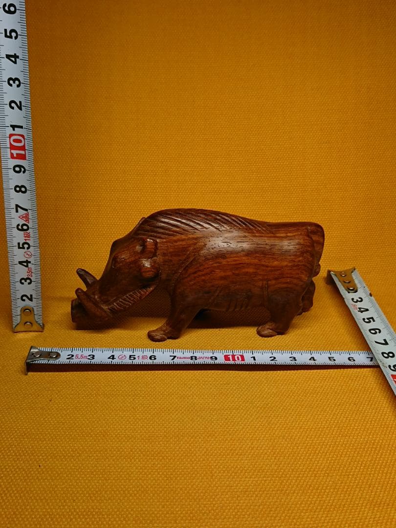 イノシシ 木彫 オブジェ 置物 インテリア 工芸品 美術品 A2803