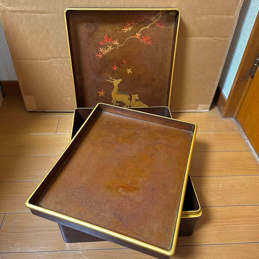 金蒔絵吉野山図硯箱 明治時代-19世紀頃 硯 水滴 双鹿 内梨子地漆器