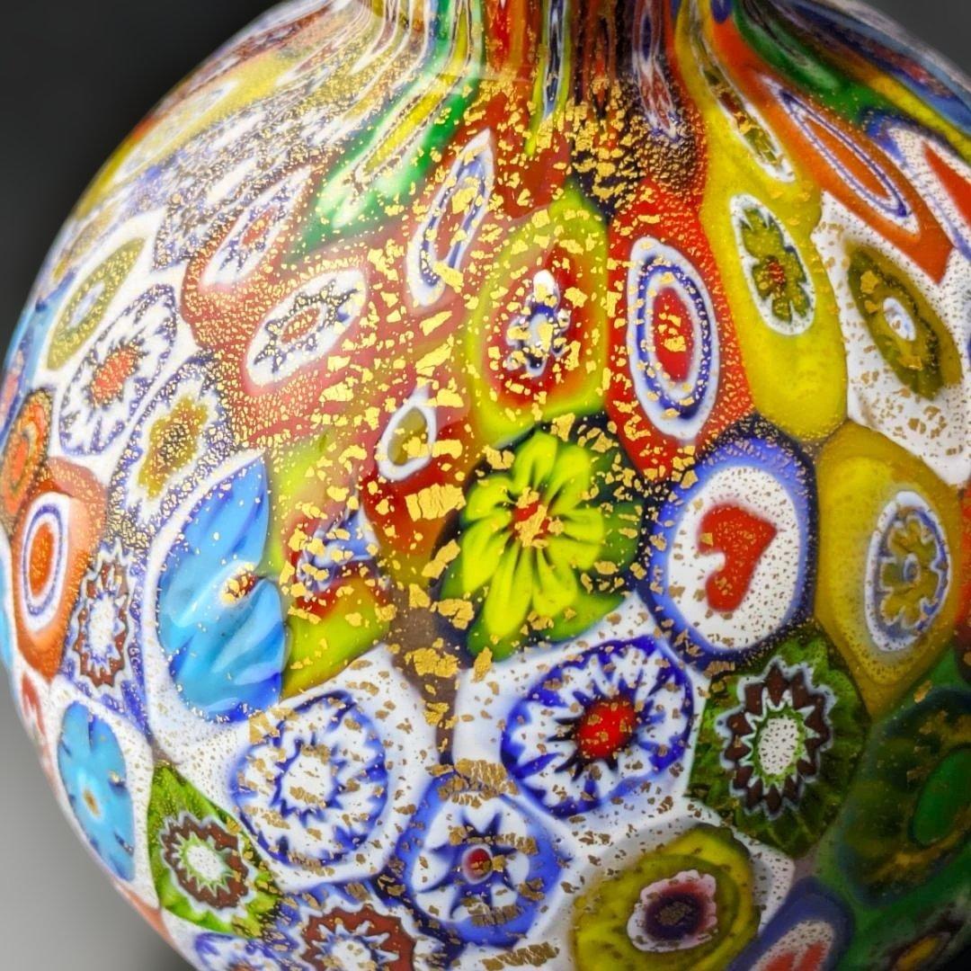 ムラーノ ミルフィオリ アート イタリア製の手吹きガラス 香水瓶 ゴールド箔