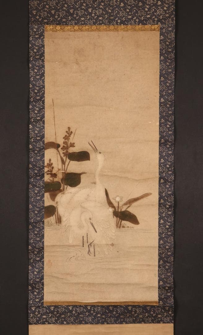 【名品】★狩野永徳 『蓮華白鷺図』 検） 狩野尚信 狩野探幽 豊臣秀吉 織田信長