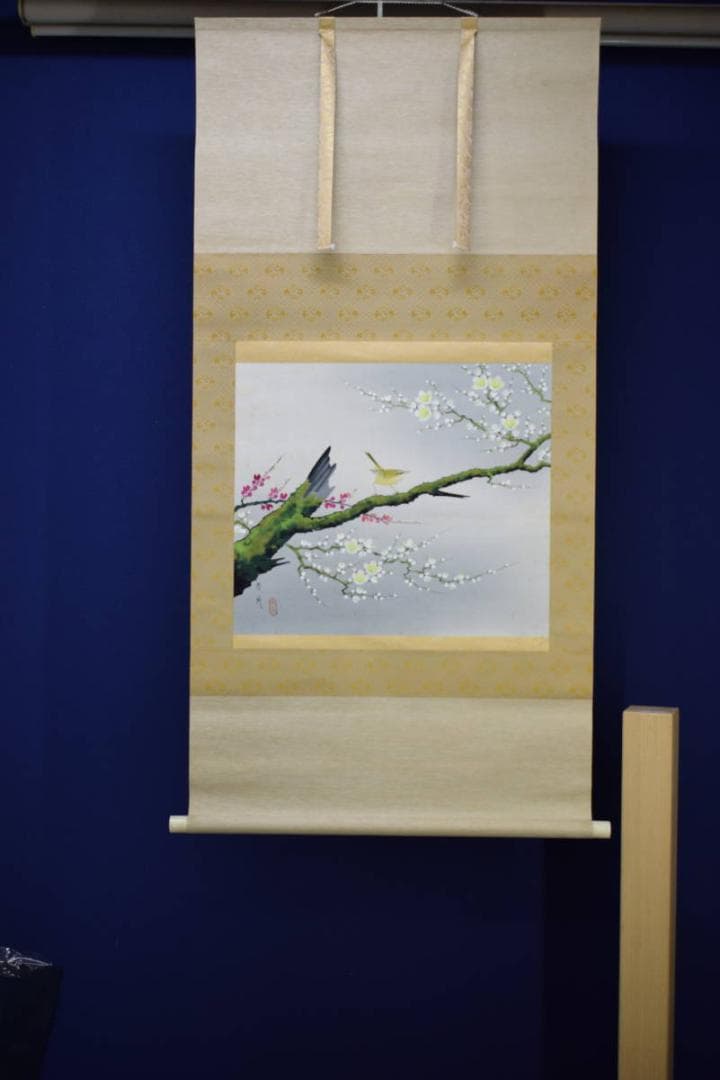 真作/矢島清風/梅花に鴬図/布袋屋掛軸HH-954 - メルカリ