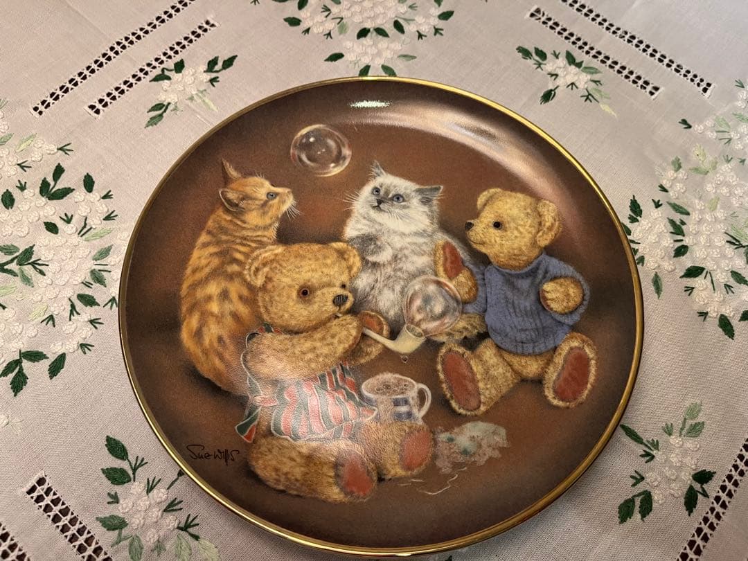 限定品フランクリンミント 飾り皿 テディーベアー と猫 6枚セット