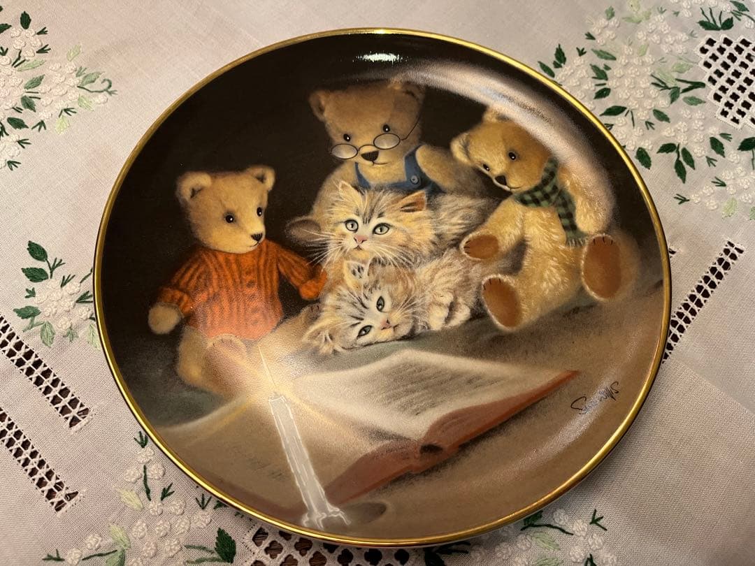 限定品フランクリンミント 飾り皿 テディーベアー と猫 6枚セット