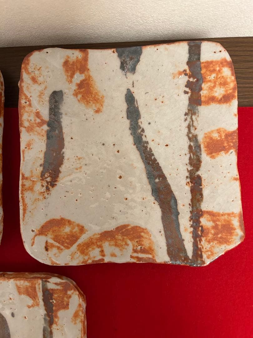 久保忠広作　紅志野皿五客