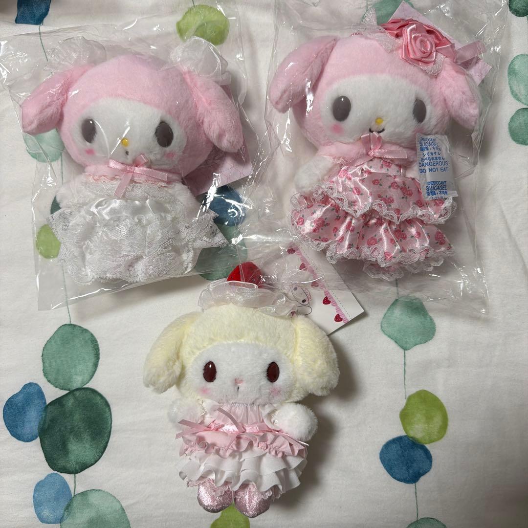 新品 マイメロディ バースデー マスコット いちごホイップケーキ 3体
