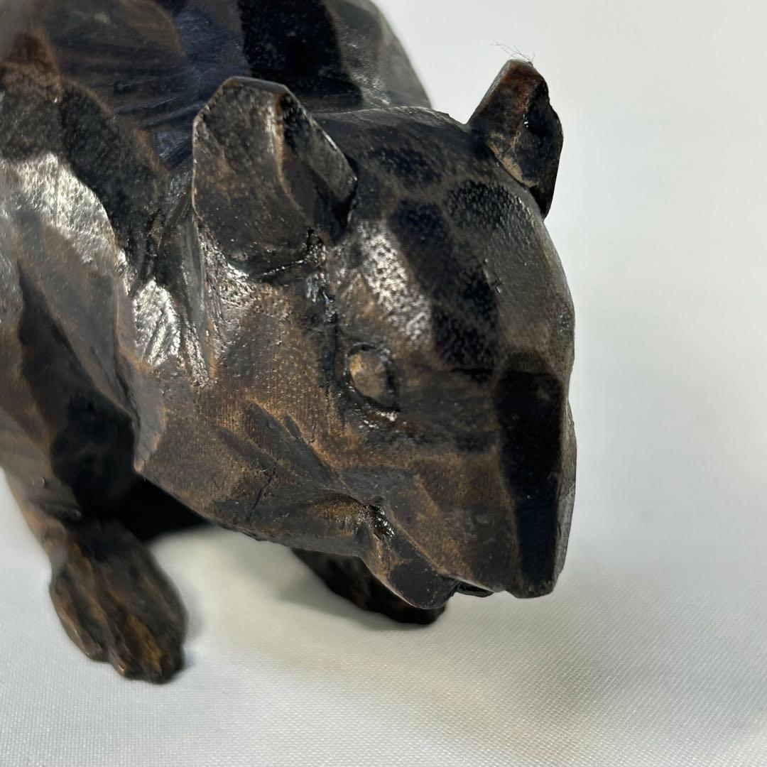 高橋丈雲　木彫り　鼠　木製 ネズミ 彫刻 　置物　干支