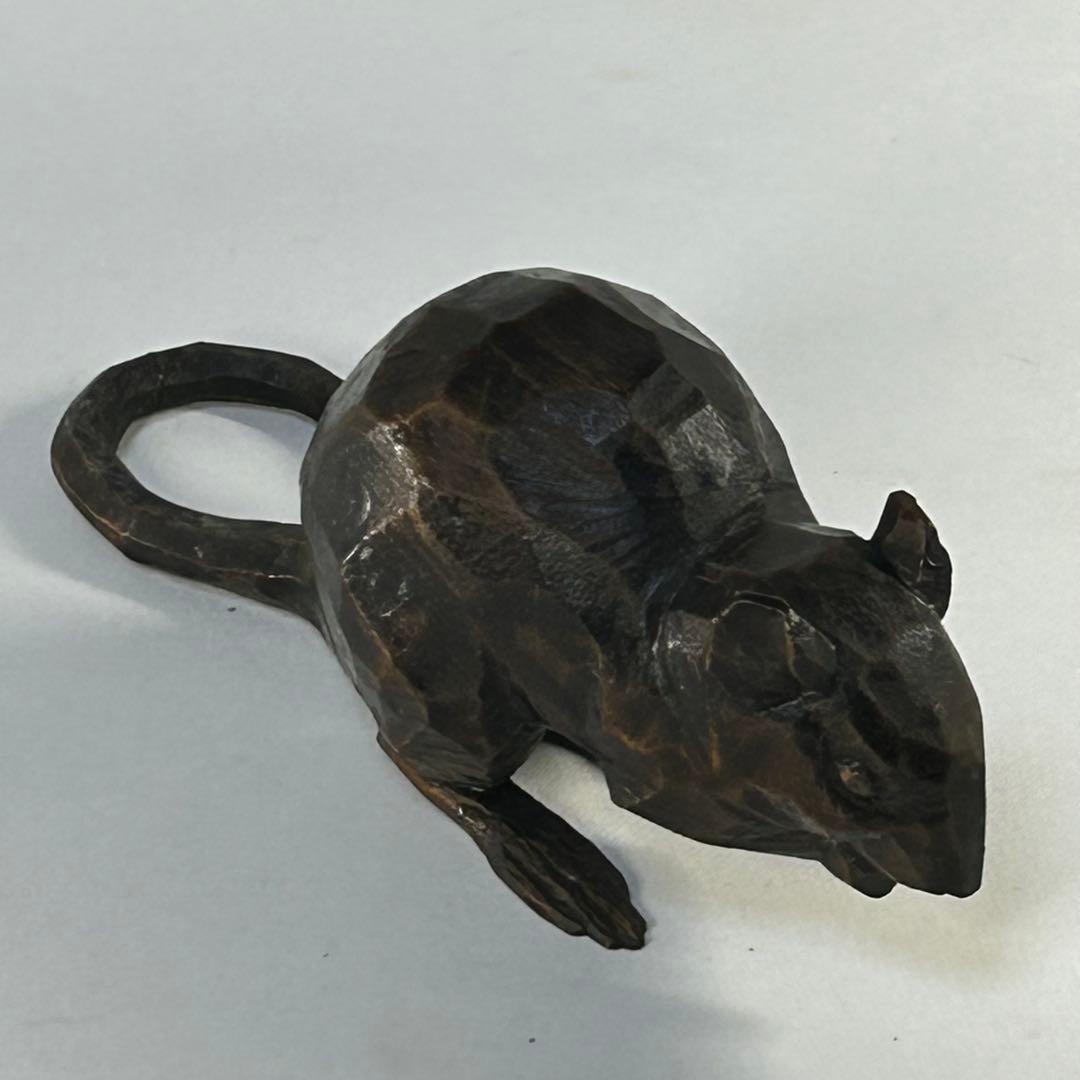 高橋丈雲　木彫り　鼠　木製 ネズミ 彫刻 　置物　干支