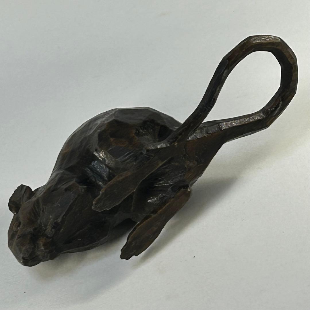 高橋丈雲　木彫り　鼠　木製 ネズミ 彫刻 　置物　干支