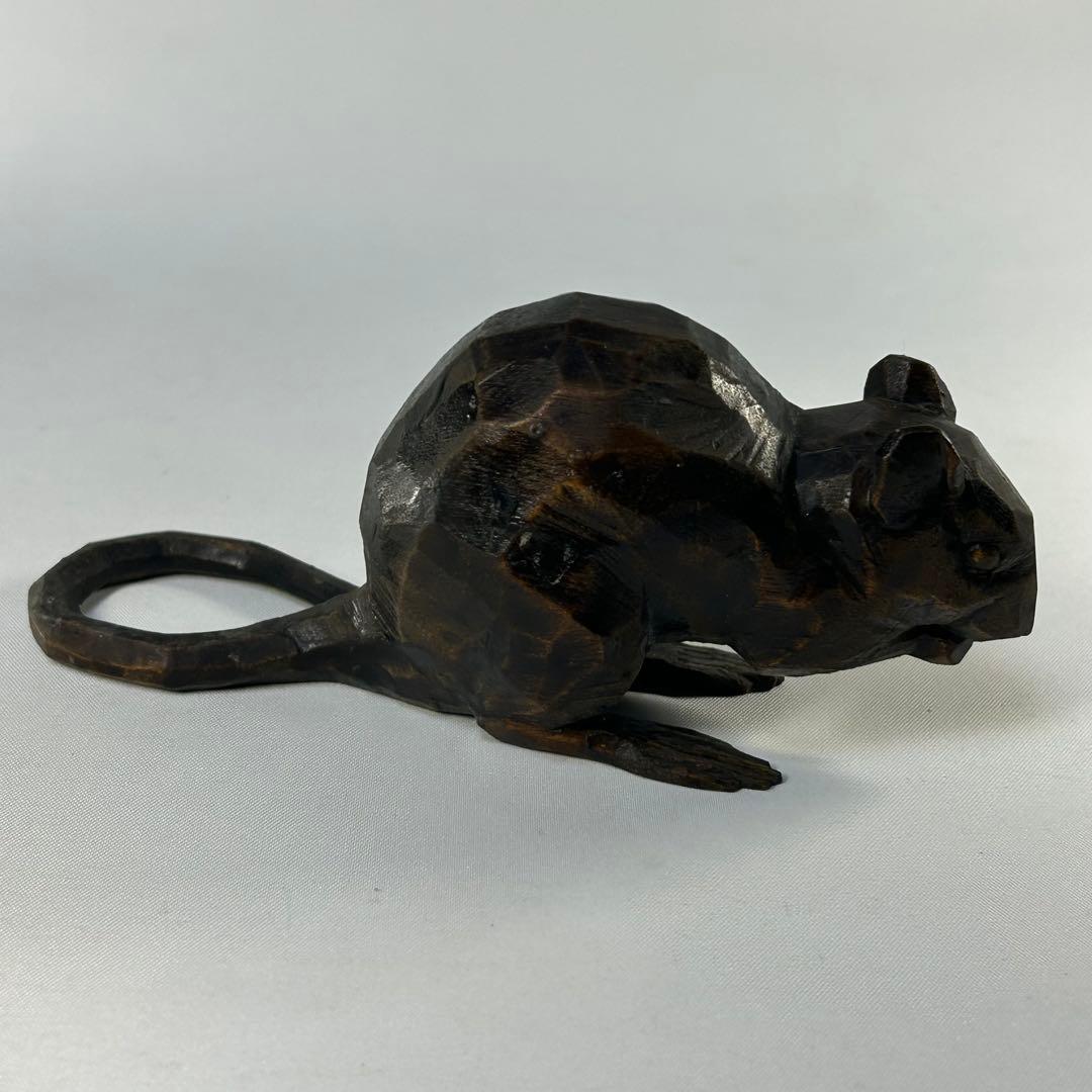 高橋丈雲　木彫り　鼠　木製 ネズミ 彫刻 　置物　干支