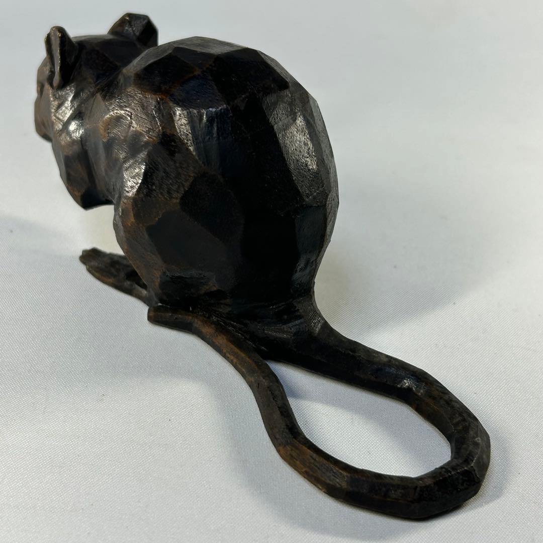 高橋丈雲　木彫り　鼠　木製 ネズミ 彫刻 　置物　干支