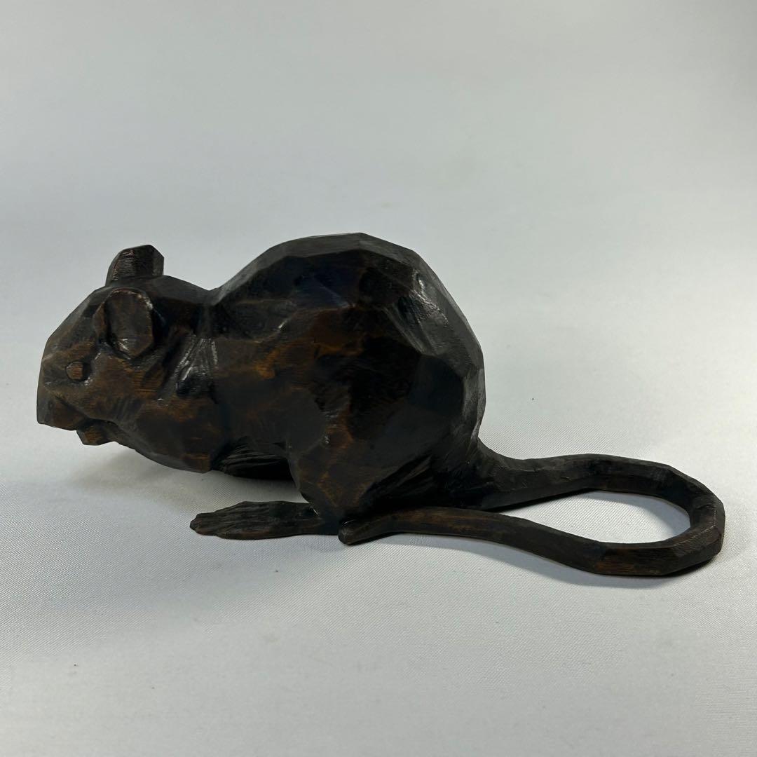 高橋丈雲　木彫り　鼠　木製 ネズミ 彫刻 　置物　干支