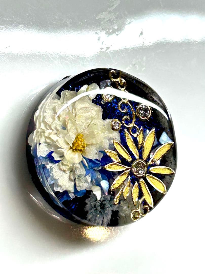 新作☆レジンヘアゴム　和柄　蒼の宝石