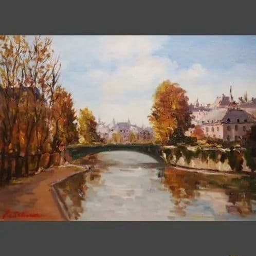 「セーヌ川」日下部　寛　油彩画