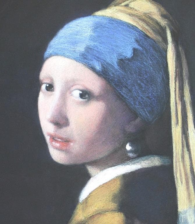 井上 司　フェルメール「青いターバンの少女」模写　パステル画　F8