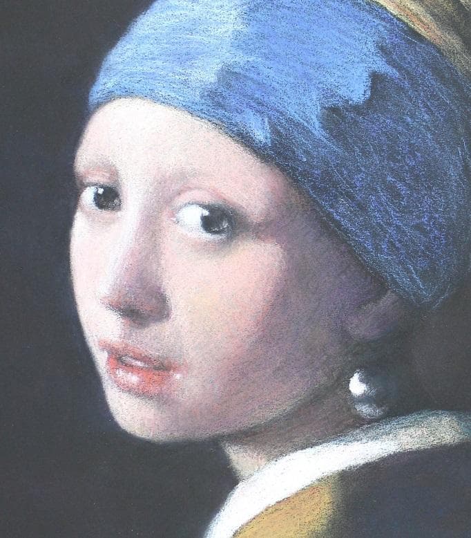 井上 司　フェルメール「青いターバンの少女」模写　パステル画　F8