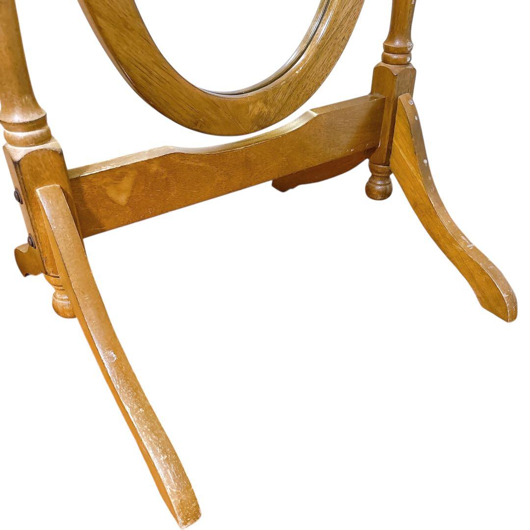 アンティーク　木製　全身鏡　スタンドミラー　ヴィンテージ　オーバル　姿見