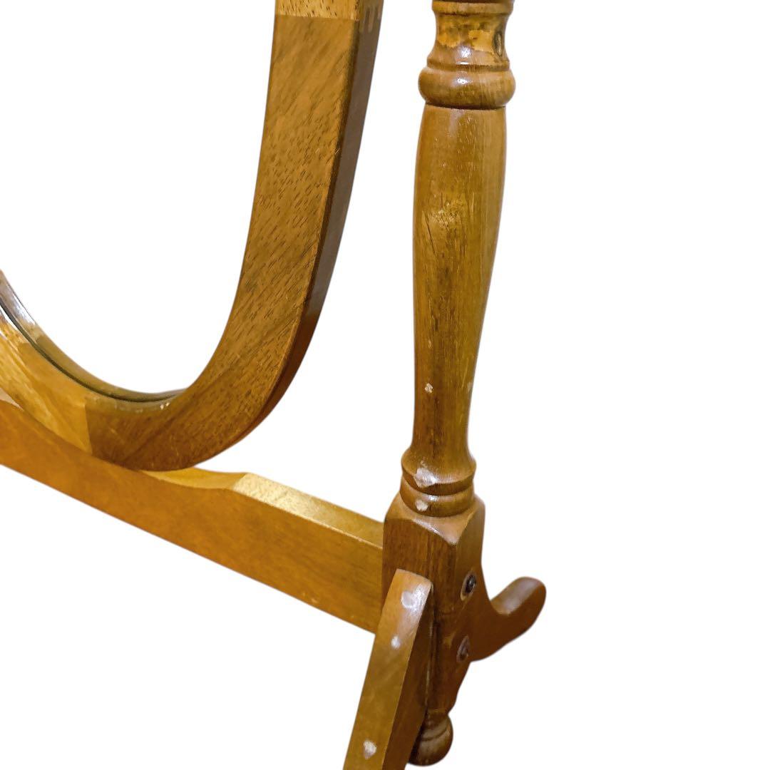 アンティーク　木製　全身鏡　スタンドミラー　ヴィンテージ　オーバル　姿見