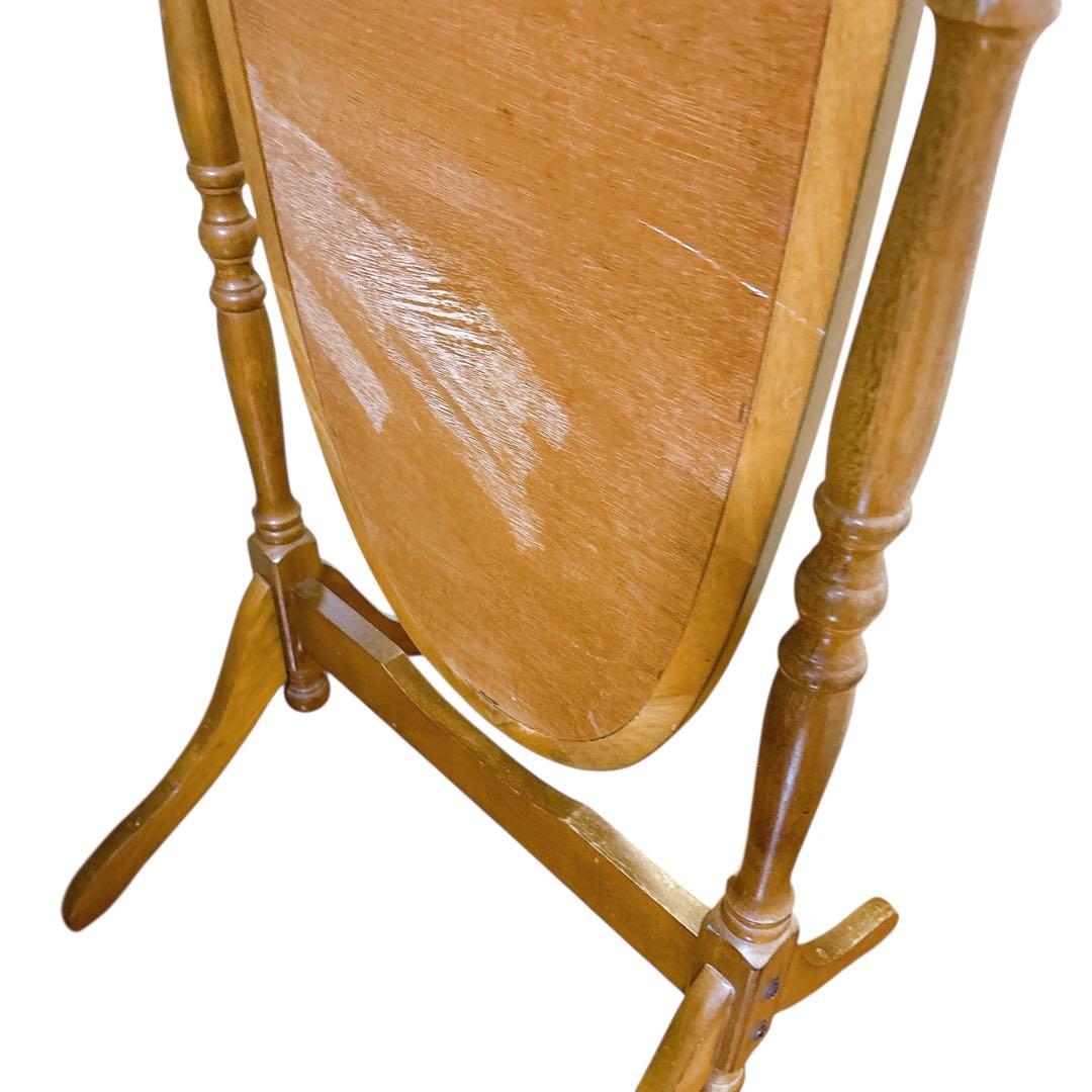 アンティーク　木製　全身鏡　スタンドミラー　ヴィンテージ　オーバル　姿見