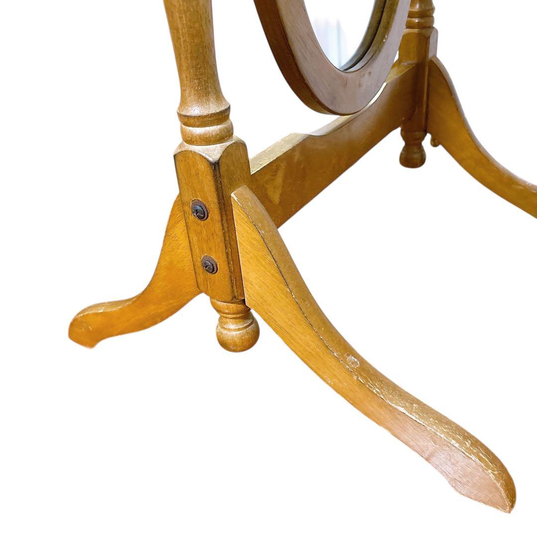 アンティーク　木製　全身鏡　スタンドミラー　ヴィンテージ　オーバル　姿見