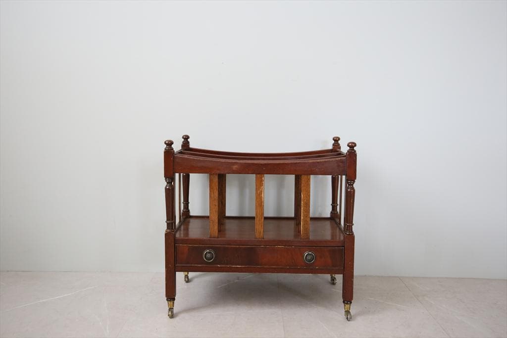 英国アンティーク木製マガジンラック/カンタベリー/本立て/雑誌本棚(89-91)